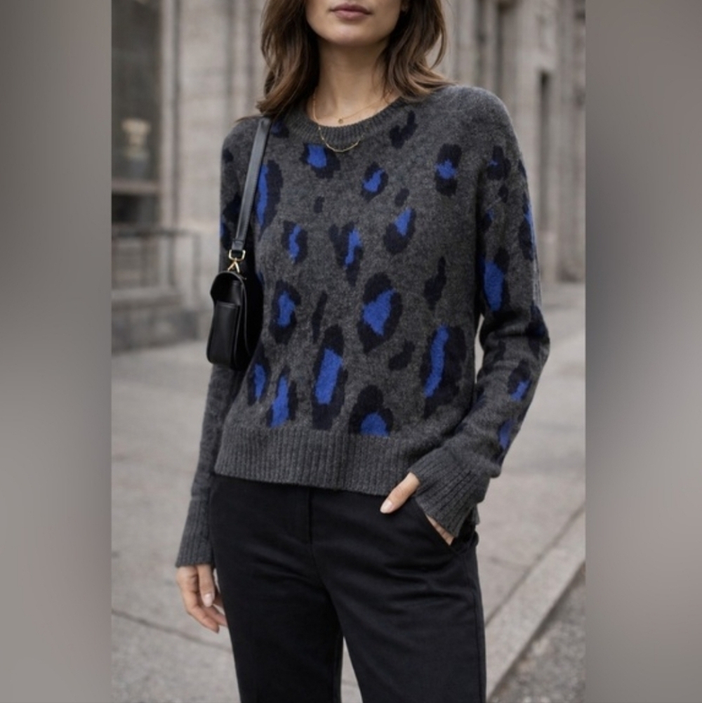 Athleta Wool And Cashmere Leopard Print Sweater Size X Large